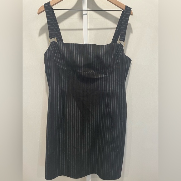 Asos Design Pinstripe Bengaline Bodycon Mini Dress With D-Ring Details Size 14 - Picture 4 of 11